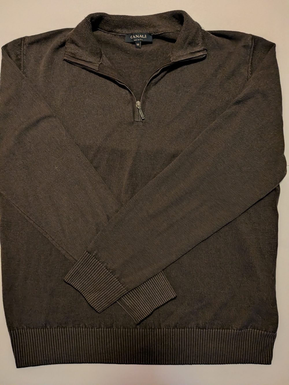 Canali Men's Dark Brown Quarter-Zip Sweater